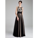 A-Line/Princess Scoop Neck Floor-Length Tulle Prom Dress With Ruffle Lace (018019083)